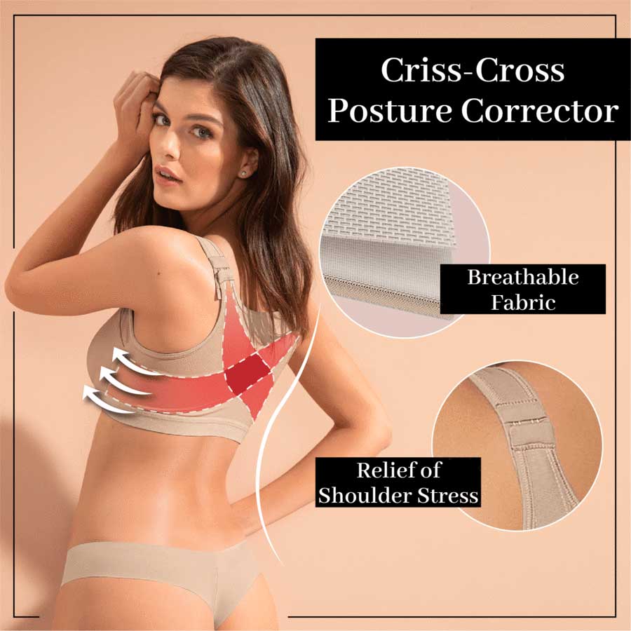 Wireless Mesh Posture Support Bra with Back-Smoothing Design