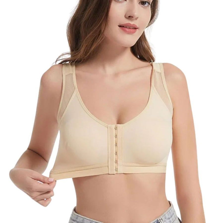 Wireless Mesh Posture Support Bra with Back-Smoothing Design