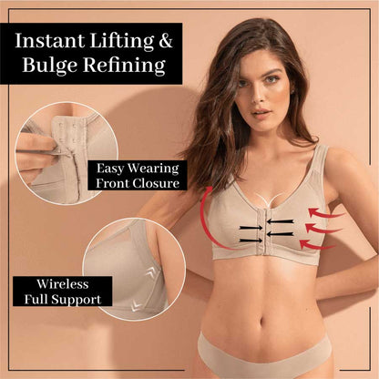 Wireless Mesh Posture Support Bra with Back-Smoothing Design