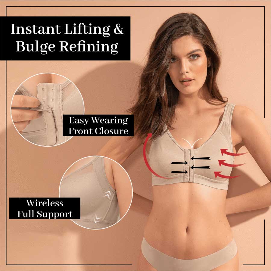 Wireless Mesh Posture Support Bra with Back-Smoothing Design