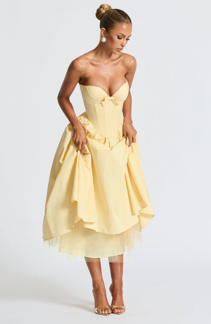 Chloe Lemon Midi Sundress - Perfect for Summer