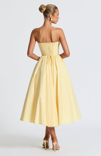 Chloe Lemon Midi Sundress - Perfect for Summer