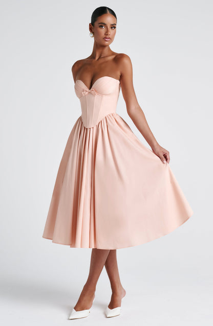 Chloe Midi Sundress in Soft Peach