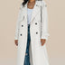 Ladies' Long Double-Breasted Trench Coat - White
