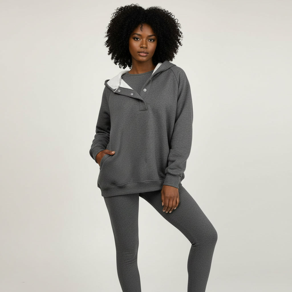 Hoodie and Sweatpants Set in Dark Blue - back view