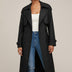 Ladies' Long Double-Breasted Trench Coat - Black