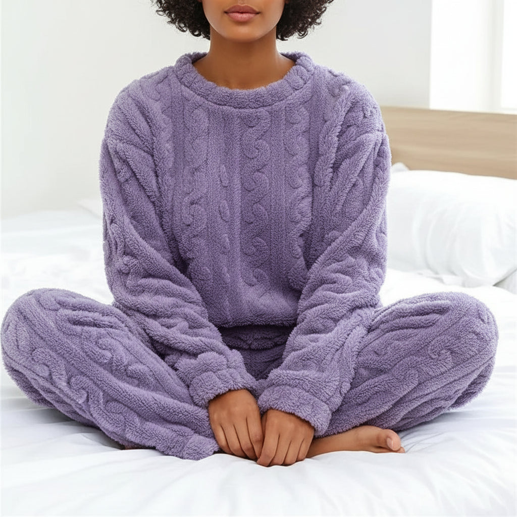 Relaxed Fit Long Sleeve Sleepwear Set in Pink - side view