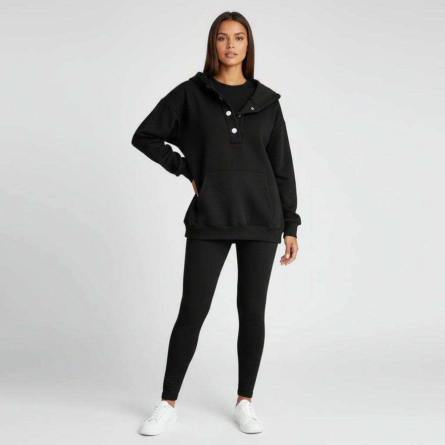 Luvrefashion | Hoodie and Sweatpants Set in Dark Blue - side view