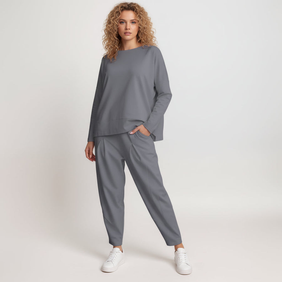 Luvrefashion | Ladies' Long Sleeve Relaxation Set in Black - side view