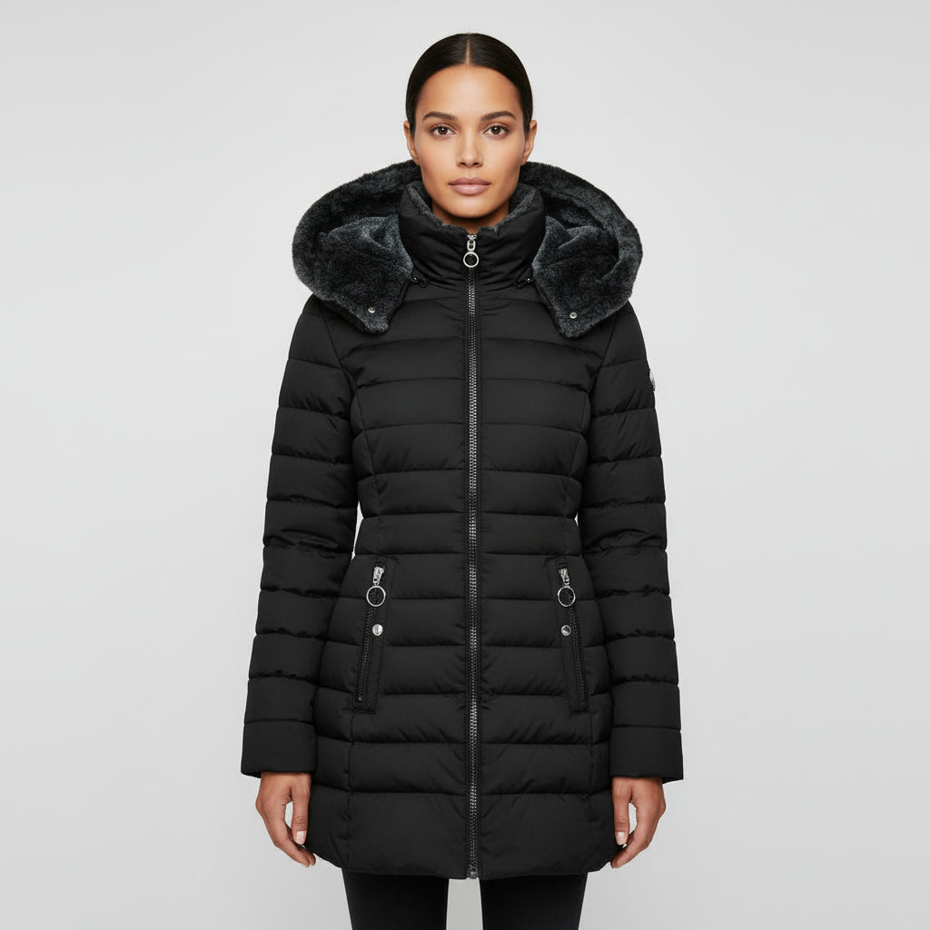 Luvrefashion | Insulated Hooded Jacket in Green - back view