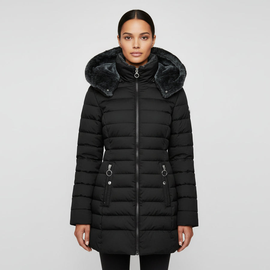 Luvrefashion | Insulated Hooded Jacket in Green - back view