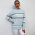 Ladies' Crew Neck Fair Isle Sweater - Light Blue