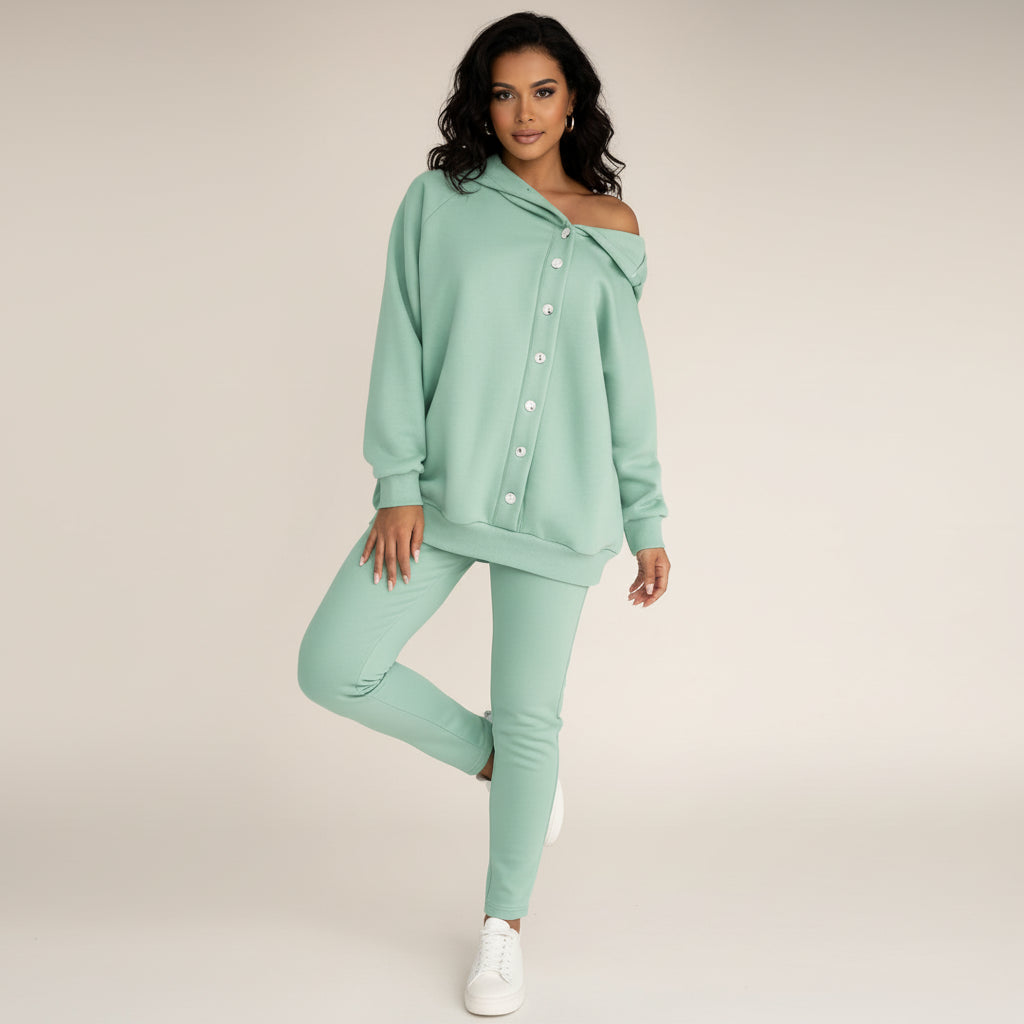 Hoodie and Sweatpants Set in Dark Blue - styled look