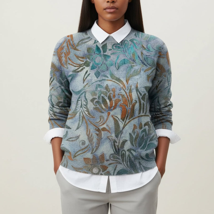 Luvrefashion | Printed Crewneck Sweater for in Khaki - back view