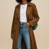 Ladies' Long Double-Breasted Trench Coat - Brown