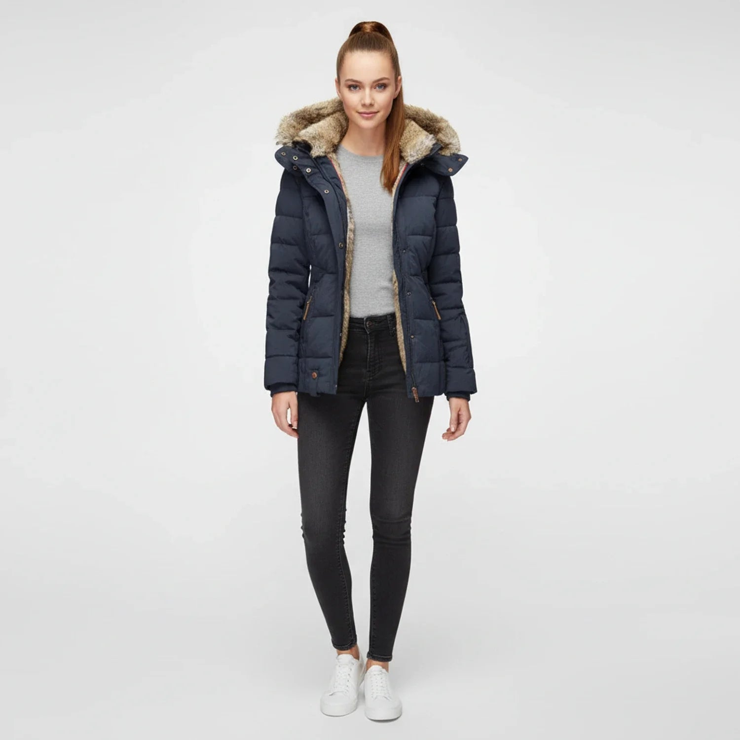 Quilted Puffer Jacket with Hood for in Black - image 8