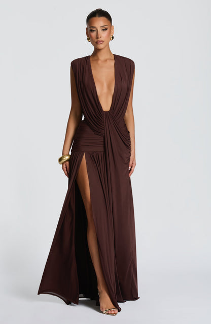 Sienna Plum Brown Maxi Summer Dress