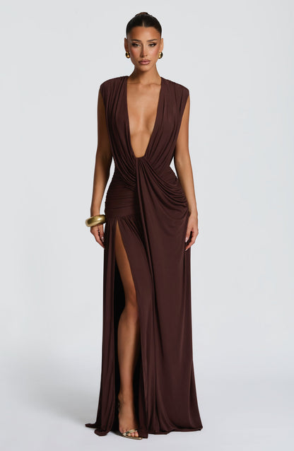 Sienna Plum Brown Maxi Summer Dress