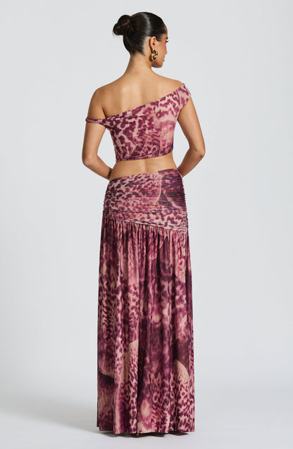 Chloe Maxi Skirt - Magenta Orchid Summer Print