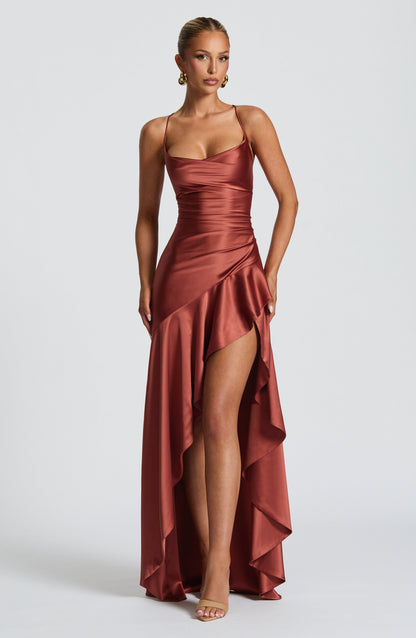 Lila Rust Maxi Summer Dress for Women