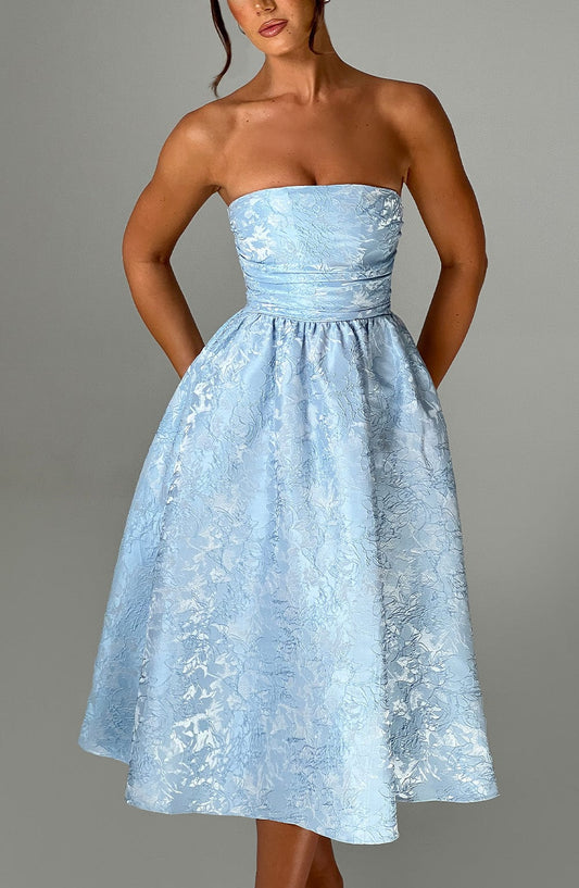 Chloe Blue Midi Sundress - Perfect for Summer
