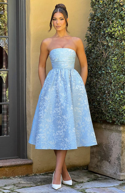 Chloe Blue Midi Sundress - Perfect for Summer