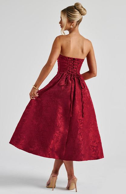 Chloe Red Midi Sundress - Perfect for Summer