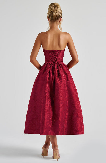 Chloe Red Midi Sundress - Perfect for Summer