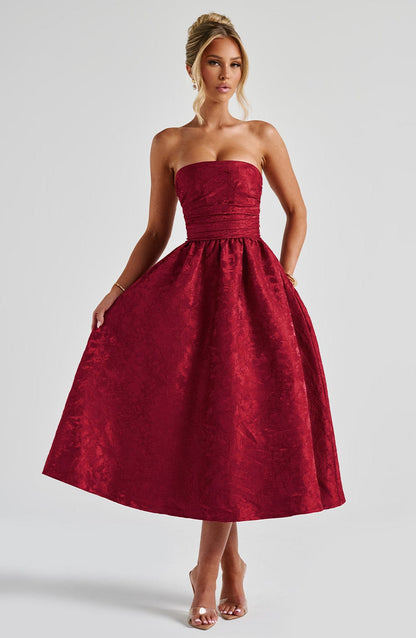 Chloe Red Midi Sundress - Perfect for Summer
