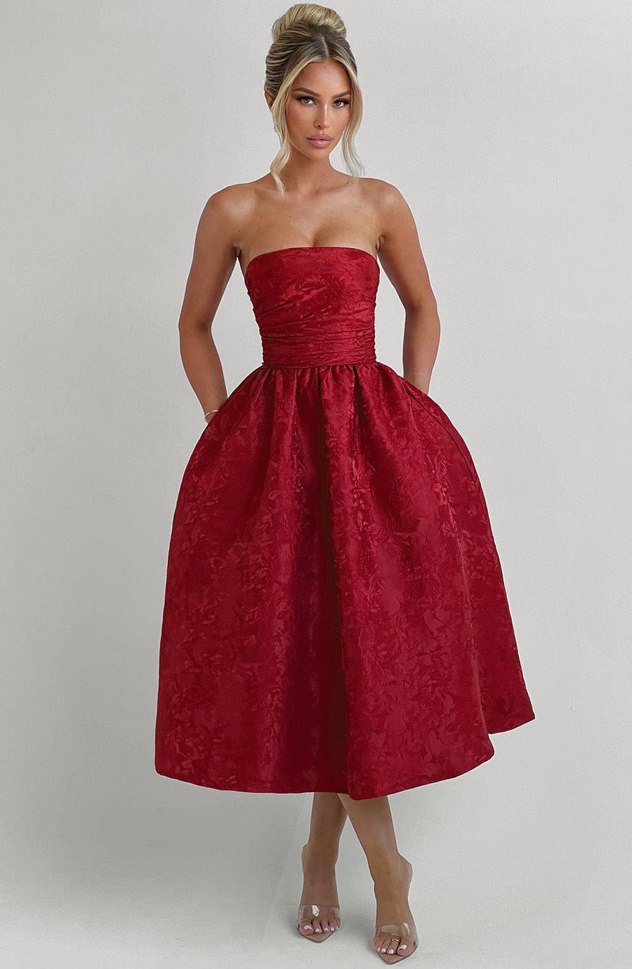 Chloe Red Midi Sundress - Perfect for Summer