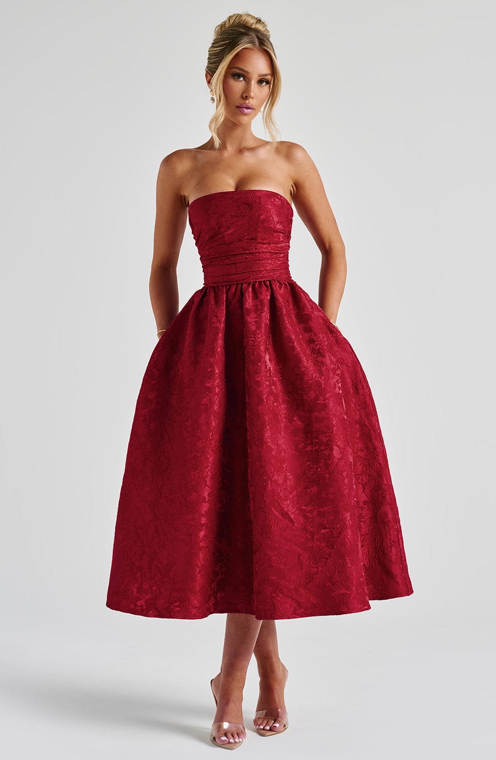 Chloe Red Midi Sundress - Perfect for Summer