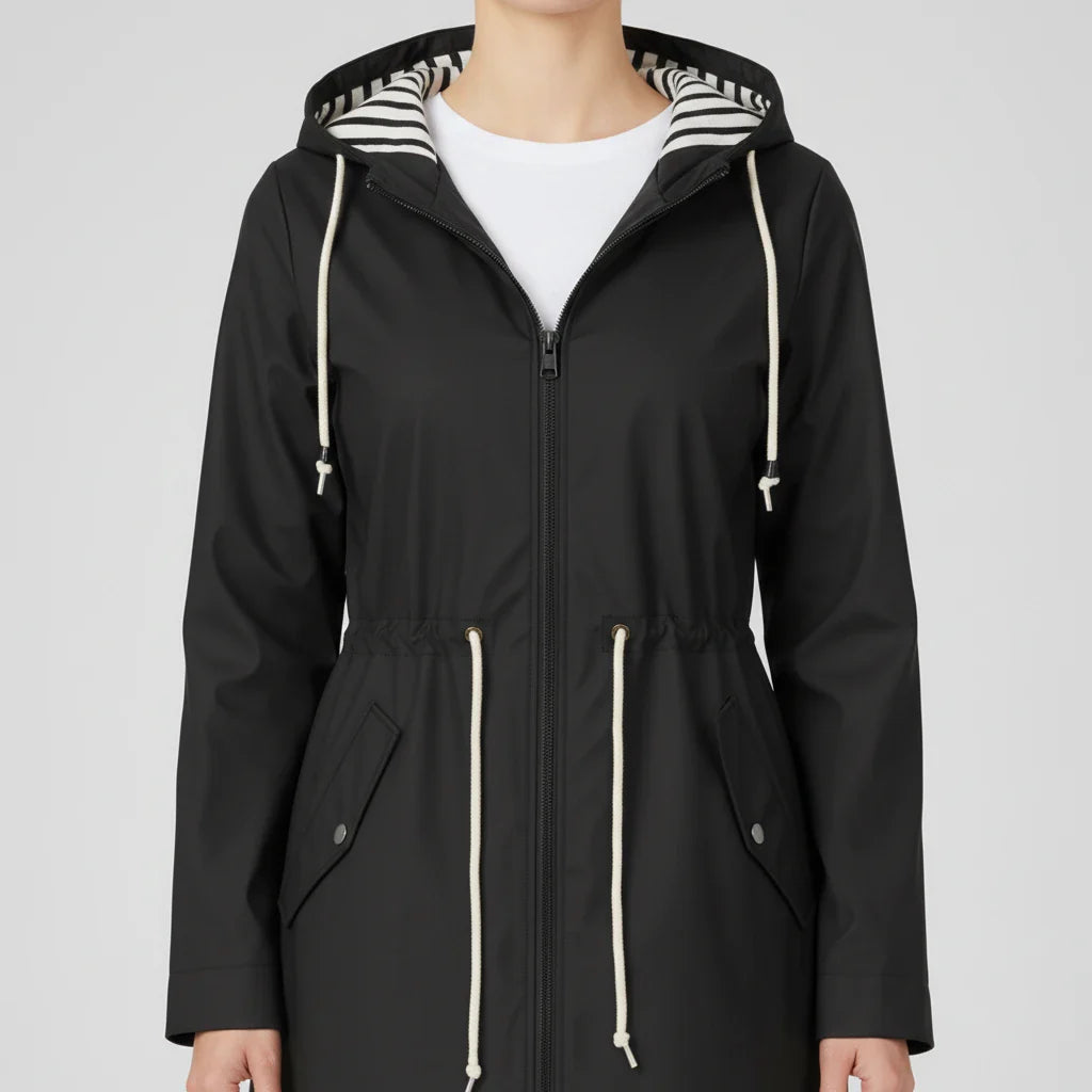 Anorak Jacket with Hood for in Black - side view