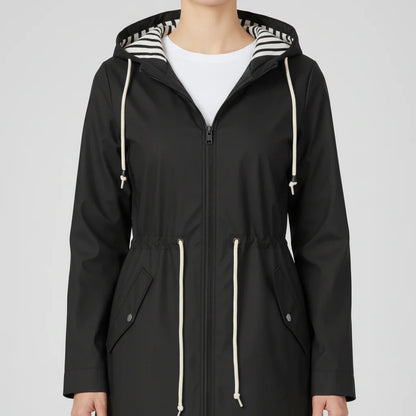 Anorak Jacket with Hood for in Black - side view