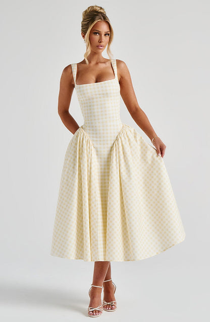 Lily Lemon Gingham Midi Sundress