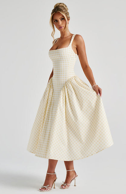 Lily Lemon Gingham Midi Sundress