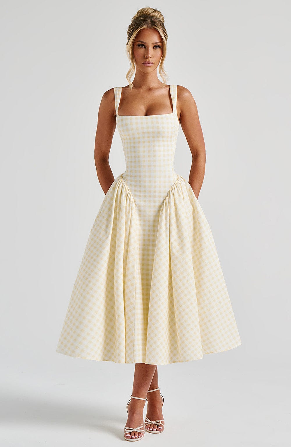 Lily Lemon Gingham Midi Sundress