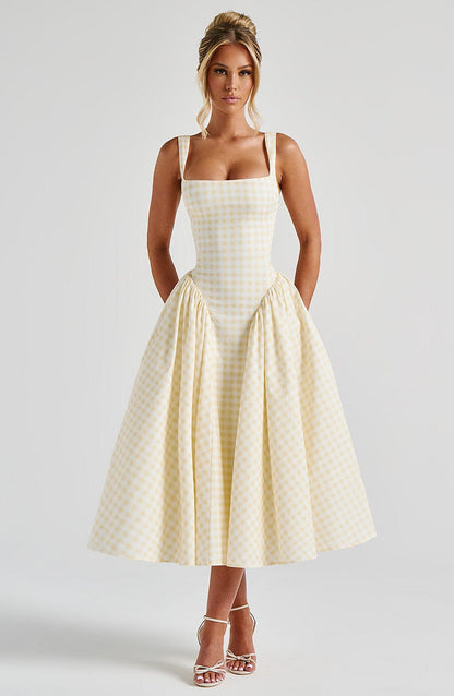 Lily Lemon Gingham Midi Sundress