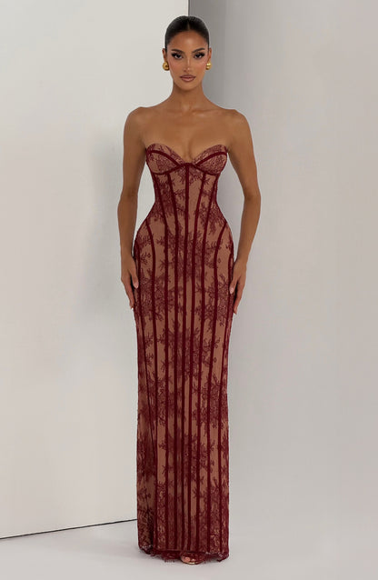 Chloe Burgundy Maxi Summer Dress