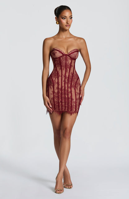 Emma Burgundy Mini Sundress