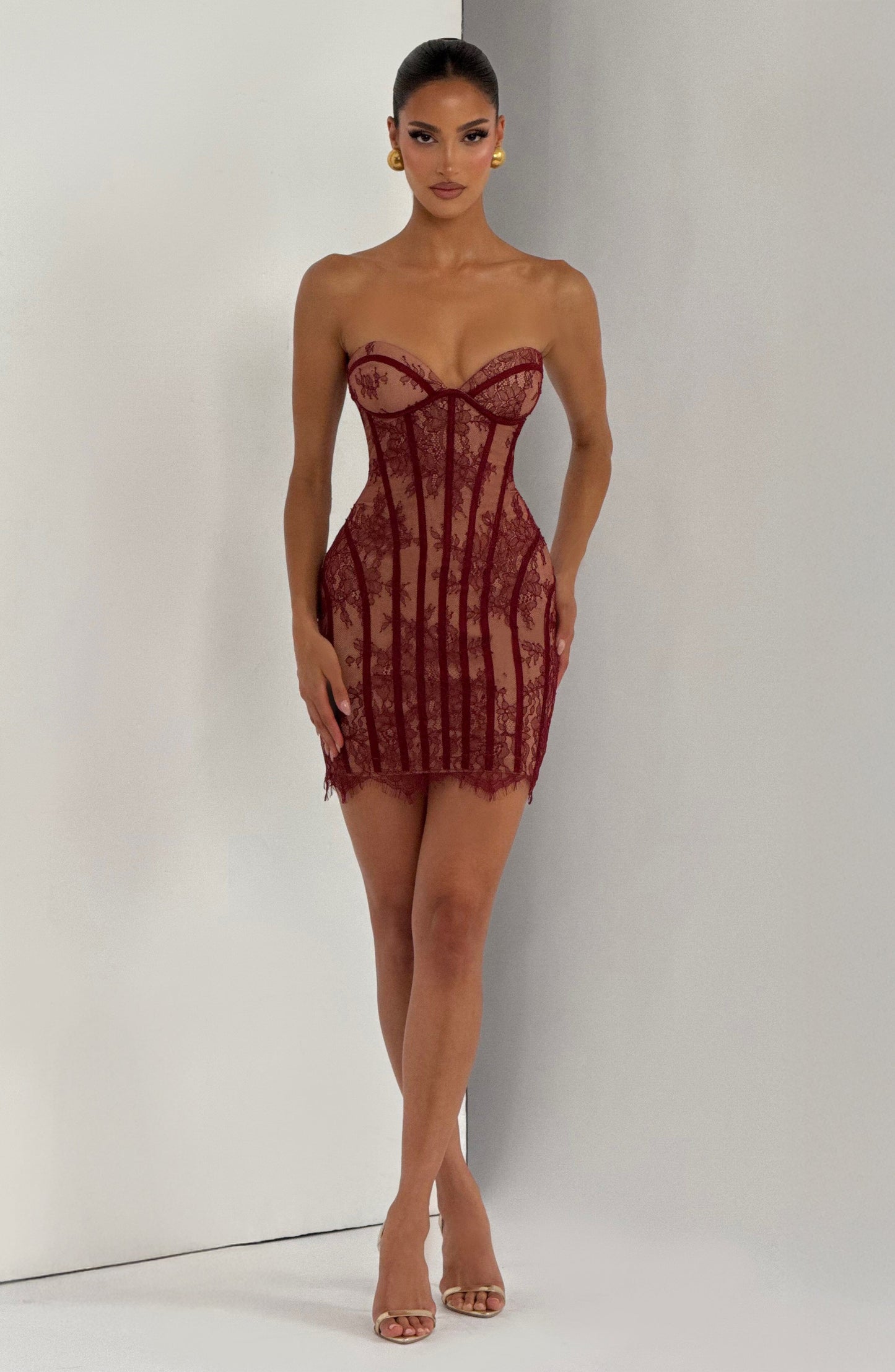 Emma Burgundy Mini Sundress