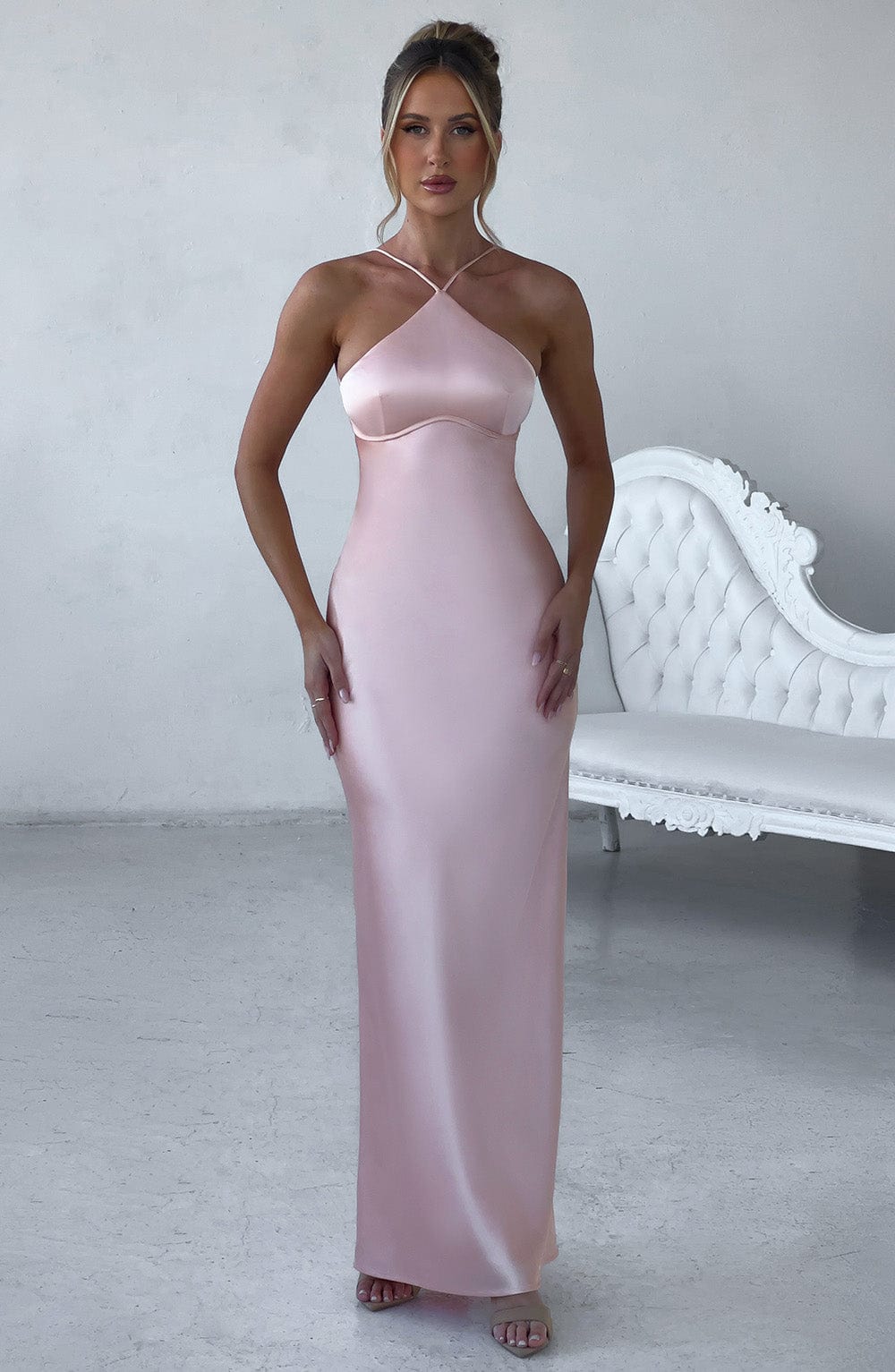 Peach Sinead Maxi Dress in XS - front view