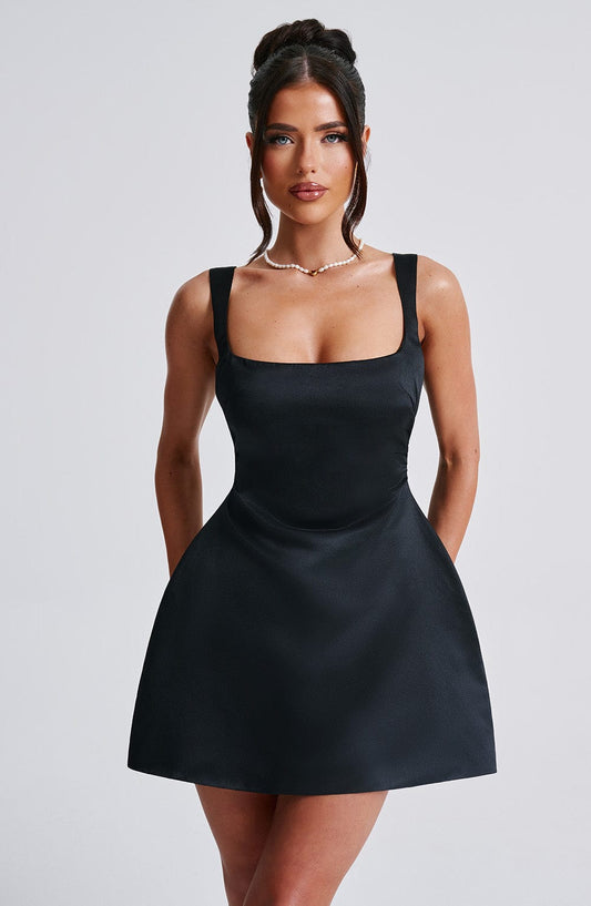 Sofie Black Mini Dress in XS - front view