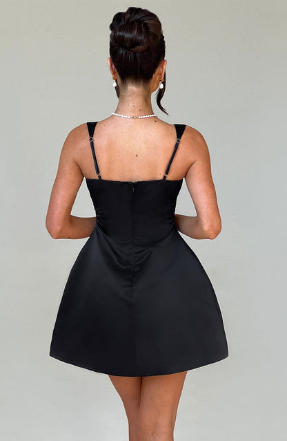 Sofie Black Mini Dress in XS - back view