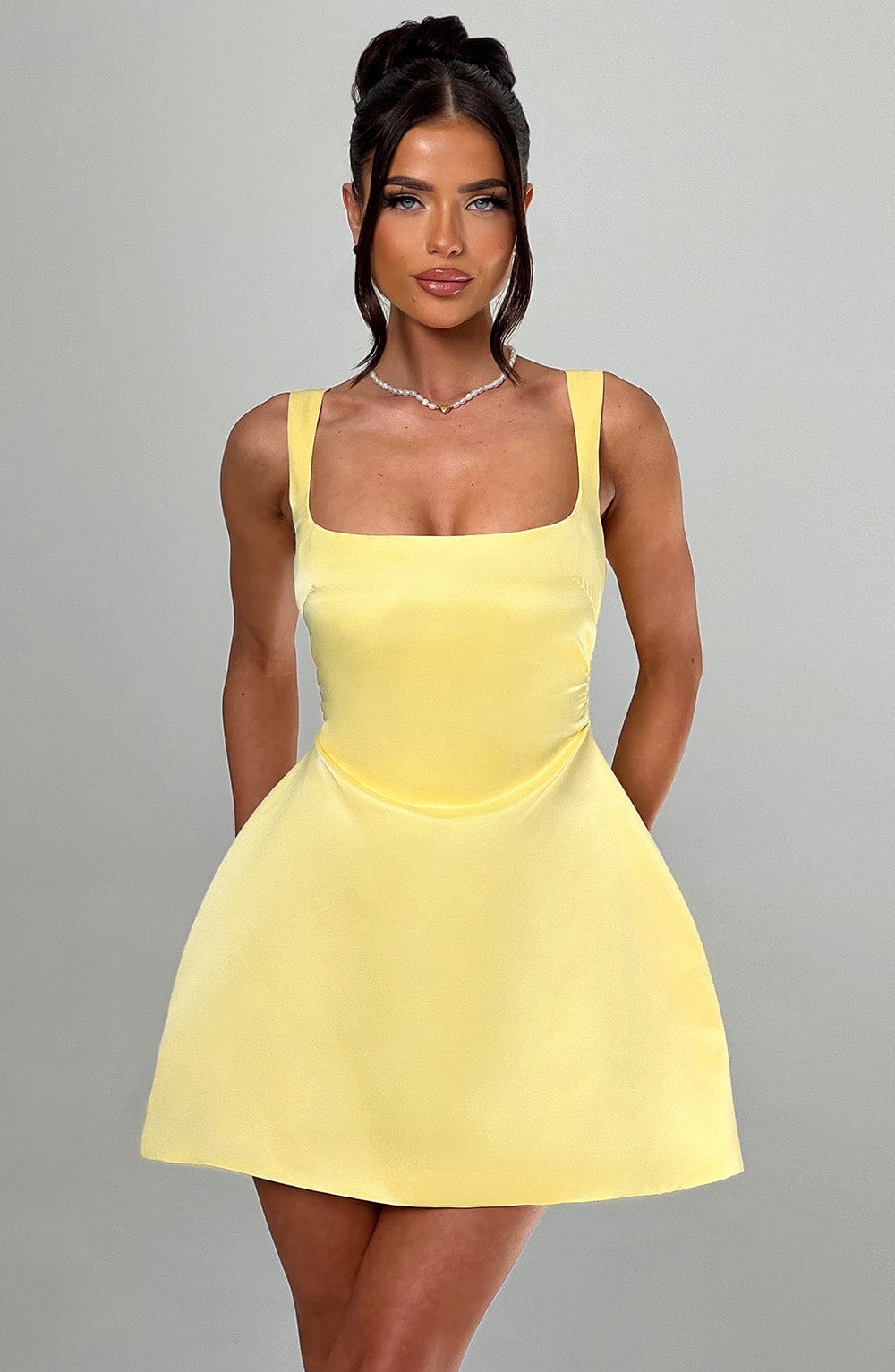 Sofie Lemon Mini Dress in XS - back view