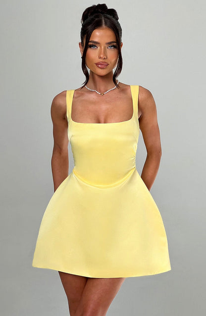 Sofie Lemon Mini Dress in XS - back view