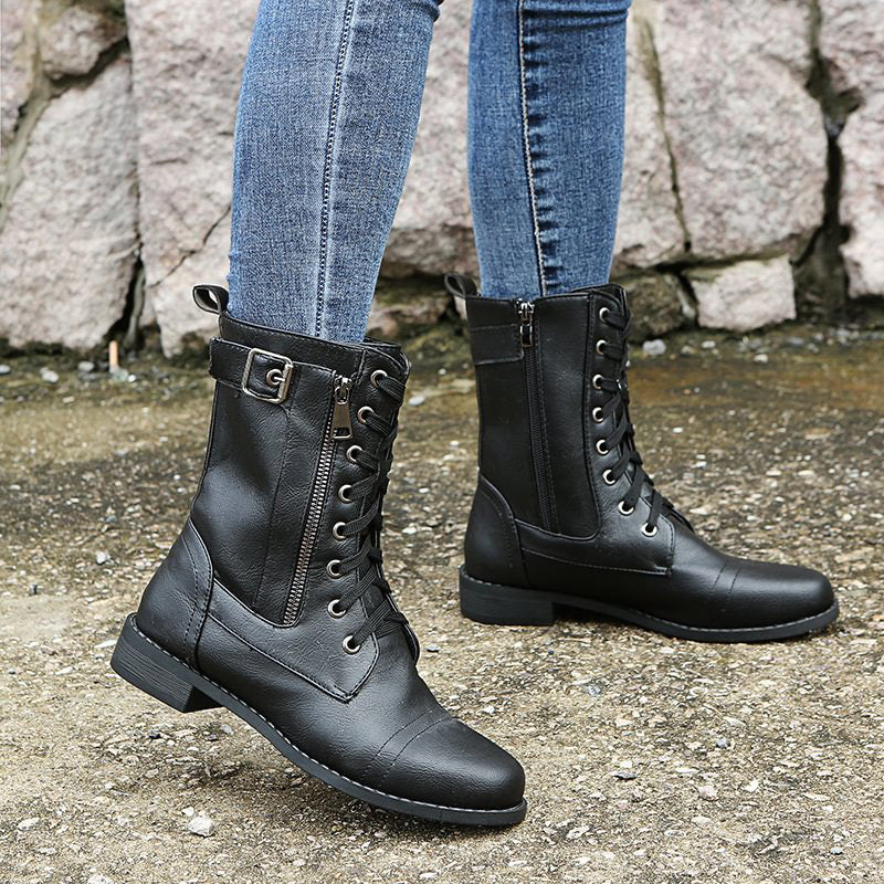 Luvrefashion | Emma Lace Up Combat Boots in Brown - styled look