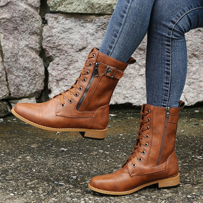 Luvrefashion | Emma Lace Up Combat Boots in Brown - image 6