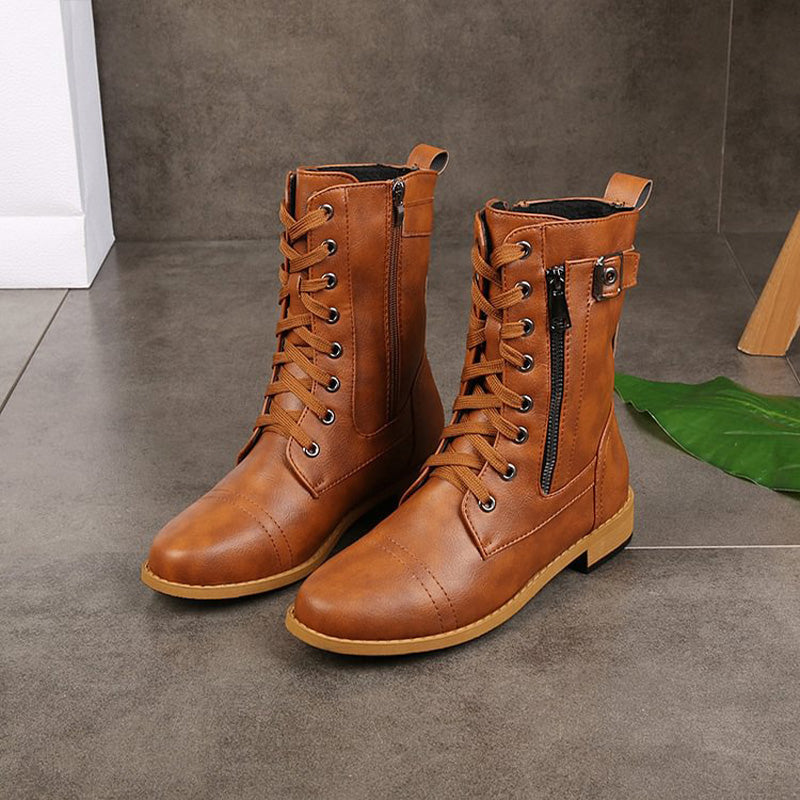 Luvrefashion | Emma Lace Up Combat Boots in Brown - image 8