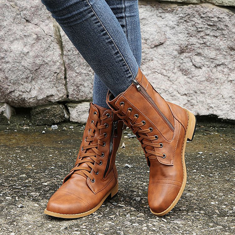 Emma Lace Up Combat Boots in Brown - image 10