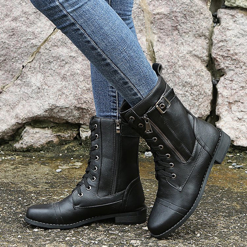 Luvrefashion | Emma Lace Up Combat Boots in Brown - image 11